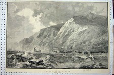 Old Antique Print 1890 Beachy