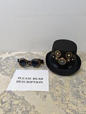 COSDREAMER Unisex Steampunk Top Hats Halloween Costume Hat with Goggles (58cm Bl