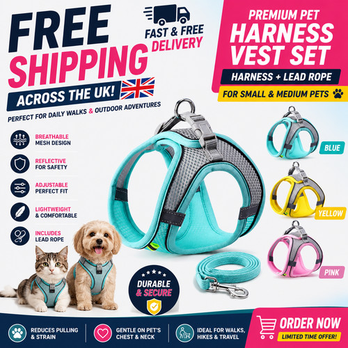 Reflective dog cat harness - dog,