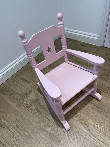Child pink wooden rocking - child's,