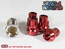4 x Red Locking Wheel Nuts