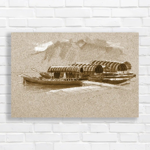 Wooden barges calm waters - barges,