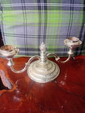 Vintage 1960s Silver Plate Double Arm Table Candelabra/Candle Holder