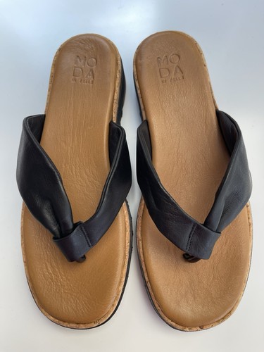 Black leather moda pelle - black, in