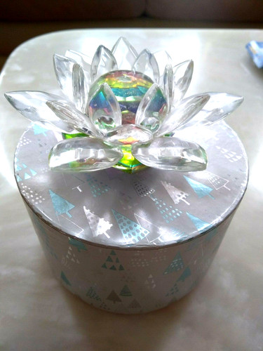 Crystal lotus ornament with - crystal,