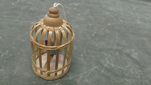 Vintage miniature woven bird - vintage,