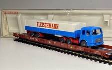 Fleischmann 5272 16-Wheel Rolling Road Wagon With Wiking Truck - HO Gauge 1:87