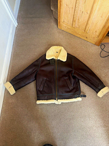 Real sheepskin brown leather - real,