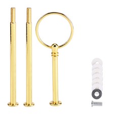 3 Tier Gold Round Cake Plate Stand Handle Fittings for Tea Shop Room Hotel Party