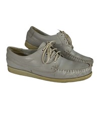 Clarks Shoes Mens Size 8.5 Grey Leather Boat Deck Moccasins Vintage