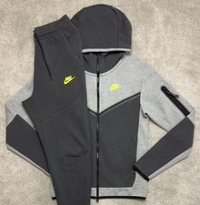 Nike Fleece Tech Tracksuit Anthracite & Volt, Mens Size XS / Extra Small RARE