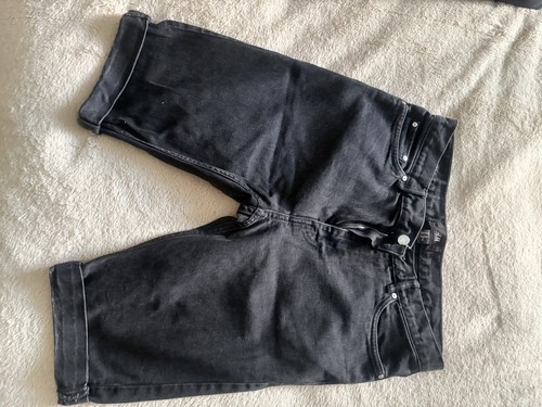 Men black denim shorts - denim,