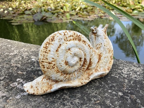 Cast iron metal snail statue - cast,