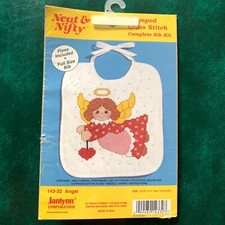 Janlynn ANGEL BABY BIB Stamped Cross Stitch KIT Neat & Nifty NEW & SEALED F61