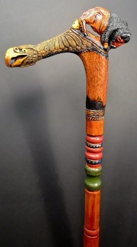Wooden walking stick hand