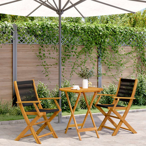 Bistro set outdoor black solid - set,