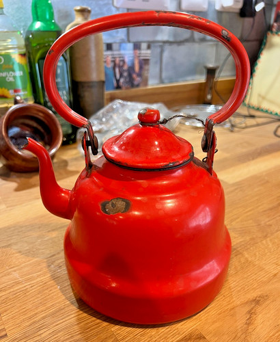 Vintage 1970s red enamelware - vintage,