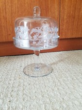 Glass Cake Stand With Glass dome Lid Small Cake stand