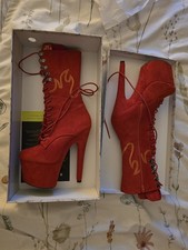 Red Suede Hella Heels Size 3 Pattern Boots