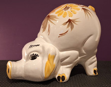 Giant Vintage 1960s Hand Painted Geoffery Maund Art Pottery Piggy Bank Money Box