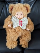 Vintage Anne Geddes Realistic Baby Teddy Bear Doll 15" Blue Eyes 1997