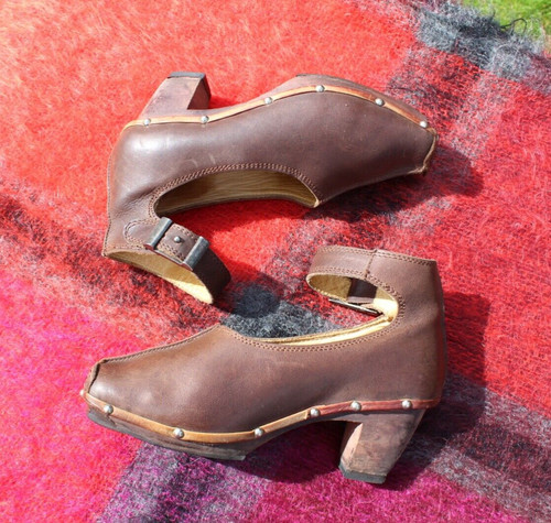 Vintage leather studded mules - vintage,