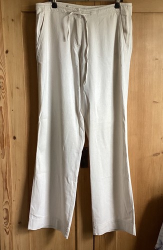 Linen mix trousers wide leg - mix, trousers.