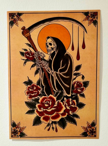 Gothic grim reaper skull - grim, art