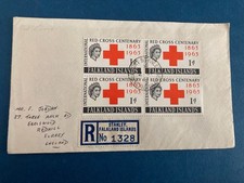 Postal History Falkland islands Registered FDC Red Cross Block of 4 1963