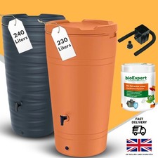 Water Butt Kit with Tap Diverter & Bio Cleaner, Cone Shaped Rain Water Collector