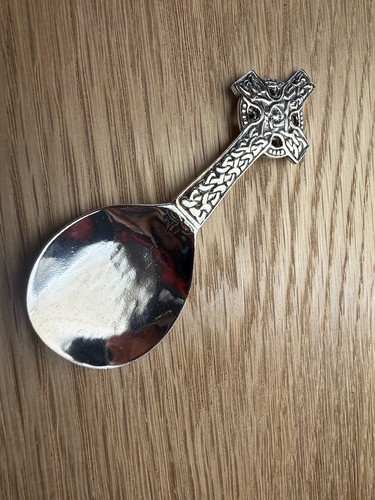 Solid silver tea - caddy, spoon