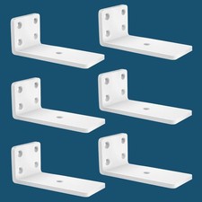 MLOQI 6 Pack White Heavy Duty Shelf Brackets 5mm Thick Floating Wall Supports