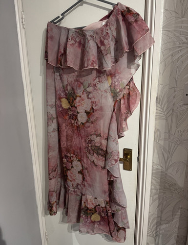 Pink floral ruffle chiffon - floral,