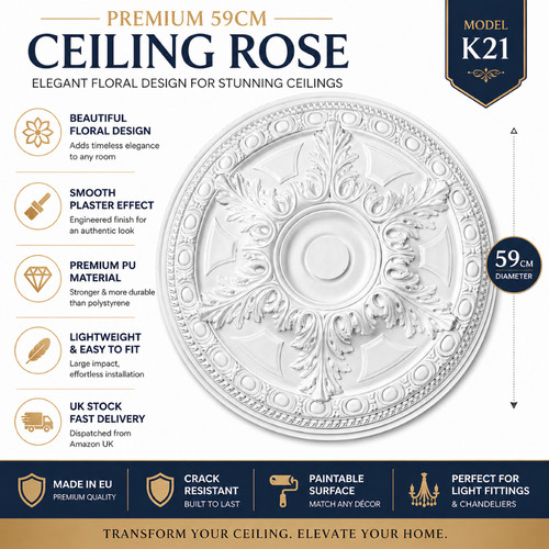 Floral ceiling rose 59cm - floral, large
