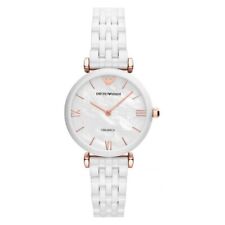 NEW EMPORIO ARMANI WOMENS WATCH CERAMIC WHTE STRAP AND WHITE DIAL AR1486 GENUINE