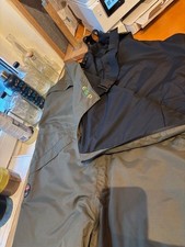 ESP Green fishing salopettes XXXL virt unused, side zipped  unlined. unmarked