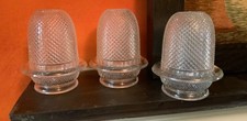 3 George Davidson Clear Glass Diamond Point Fairy Lamps Victorian 1867