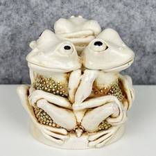 Harmony Kingdom "Tongue and Cheek" Frog Trio Figurine Trinket Box Vintage 1994