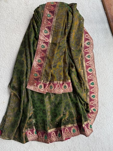 Indian saree green and - green, purple