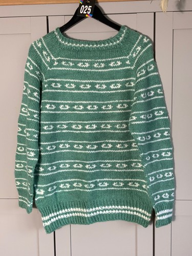 Vintage green fair isle knit - green,