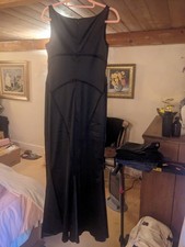 Herve Leger Long Black Satin CORSET Dress Size 12