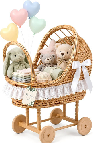 Vintage wicker baby carriage - vintage,