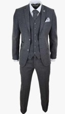 TRUCLOTHING MENS WOOL TWEED SUIT 3 PIECE AUTHENTIC 1920S TAILORED FIT CLASSIC