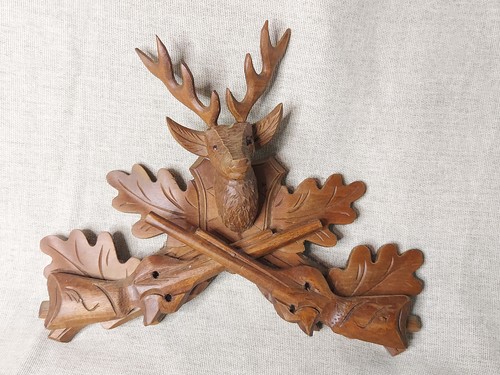 Vtg black forest wood carving - black,