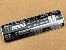 NOS Genuine Honda Curved Frame Plate for Honda CJ250T GENERAL EXPORT (KPH)