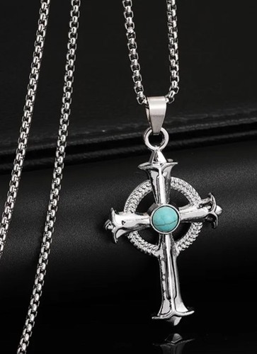 Celtic cross turquoise stone - cross,