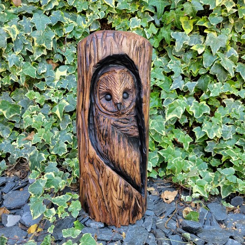 Chainsaw carved owl - chainsaw, in