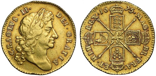Charles 1675 guinea - charles, ii