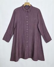 ELEMENTE CLEMENTE PURPLE LINEN LAGENLOOK RELAXED SHIRT DRESS TUNIC SIZE 2 UK 10