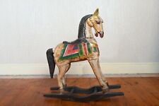 Antique Large Indian Rajasthani Wooden Rocking Horse Ornament Handmade rustic